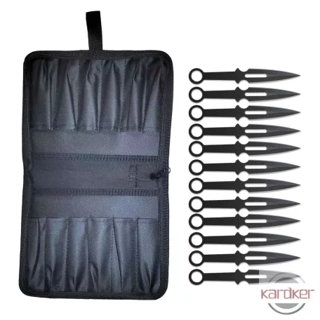 Fekete 12 db-os kunai dobókés szett