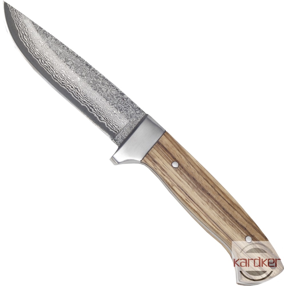 Damaszt kés zebra fa markolattal 10 cm pengével - kardker.hu