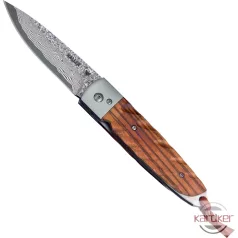 Damaszt zsebkés zebra fa markolattal 9 cm pengével