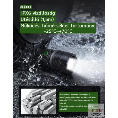 TANK007 extra erős, tölthető 2 az 1-ben LED zseblámpa 