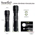 TANK007 extra erős, tölthető LED zseblámpa 7 funkcióval