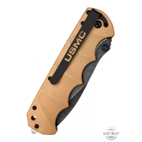 USMC Desert Warrior Assisted-Open Folding Knife, Desert Tan