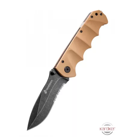 USMC Desert Warrior Assisted-Open Folding Knife, Desert Tan